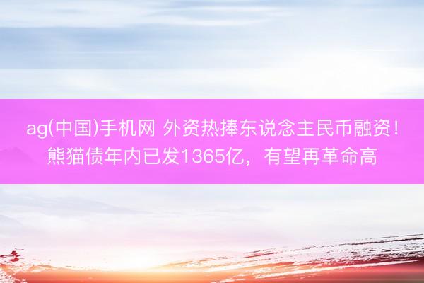 ag(中国)手机网 外资热捧东说念主民币融资!熊猫债年内已发1365亿,有望再革命高